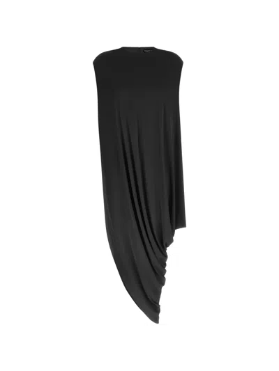 Tom Ford Asymmetric Hem Draped Sleeveless Cap Top In Black