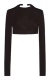 Tom Ford Impossible Open Back Crepe Jersey Crop Top In Brown