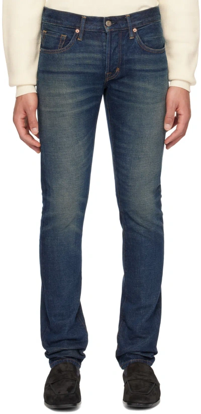 Tom Ford Indigo Slim-fit Jeans In Strong High/low Blue