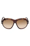 Tom Ford Inger 59mm Round Sunglasses In Brown