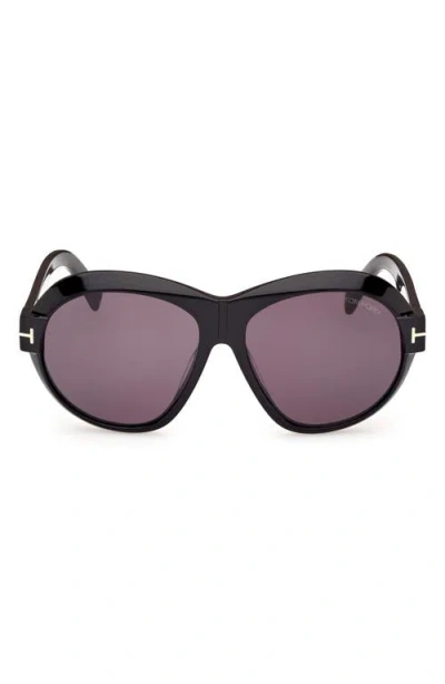 Tom Ford Inger 59mm Round Sunglasses In Black