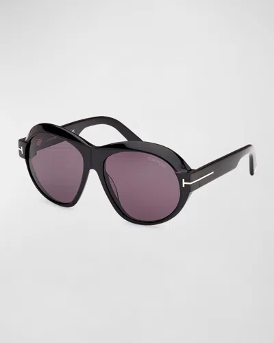 Tom Ford Inger 59mm Round Sunglasses In Black