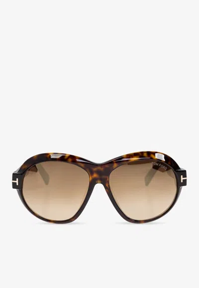 Tom Ford Inger Oversized Round Sunglasses In Brown