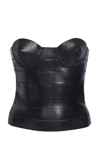 Tom Ford Intarsia Strapless Bustier Top In Black