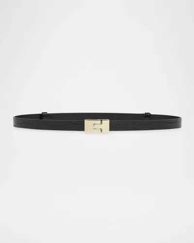 Tom Ford Interlock T Tejus-embossed Leather Belt In Black
