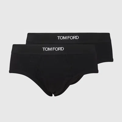 TOM FORD TOM FORD BLACK COTTON TWO-PACK BRIEFS