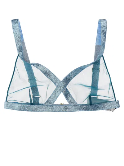 Tom Ford Iridescent Tulle Bikini Top In Blue