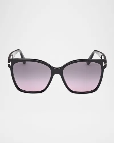 Tom Ford Iris 56mm Butterfly Acetate Sunglasses In Black