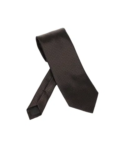 Tom Ford Irregular Herringbone Tie In Black