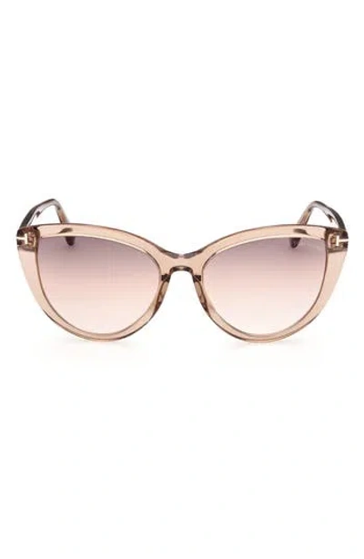 Tom Ford Isabella-02 56mm Gradient Cat Eye Sunglasses In Lbrno/brnmr