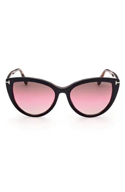 Tom Ford Isabella-02 56mm Gradient Cat Eye Sunglasses In Black