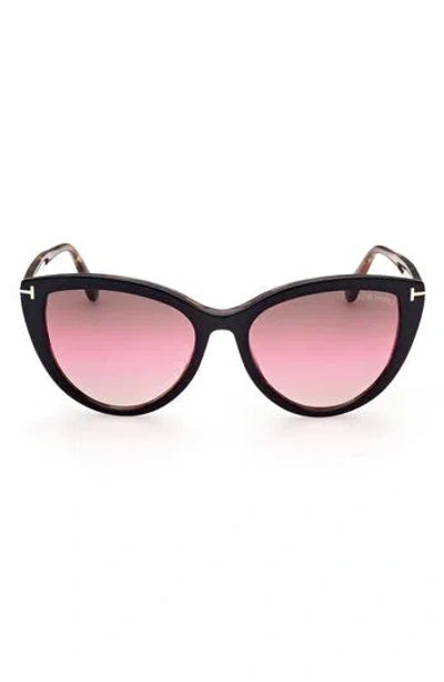 Tom Ford Isabella-02 56mm Gradient Cat Eye Sunglasses In Sblk/brng