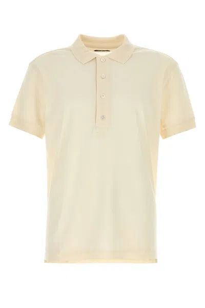 Tom Ford Ivory Cotton Blend Polo Shirt In White