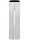 TOM FORD IVORY STRETCH SILK SATIN PAJAMA-STYLE PANTS