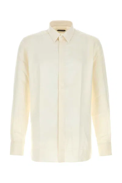 Tom Ford Enzimed Fluid Twill Classic Fit Shirt In White
