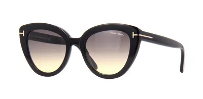Pre-owned Tom Ford Izzi Ft 0845 Shiny Black/grey To Brown Shaded (01b) Sunglasses