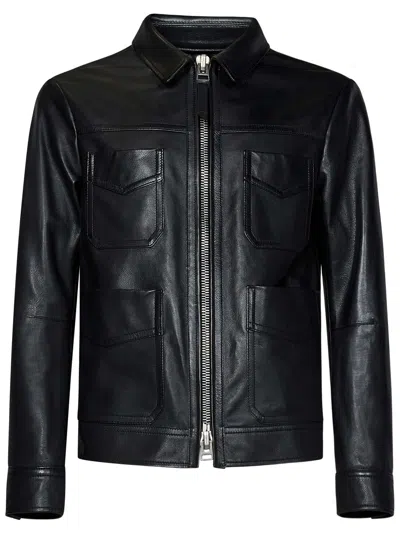 Tom Ford Four-pocket Leather Jacket In Black