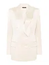 Tom Ford Wool Blend Twill Blazer In Beige
