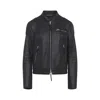 Tom Ford Fitted Black Leather Jacket With Stand Collar And Zippered Cuffs In Black