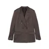 Tom Ford Double-breasted Blazer With Structured Shoulders In Brown