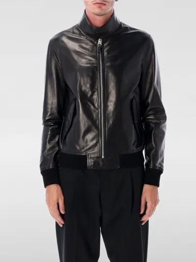 Tom Ford Lambskin Leather Jacket With Minimalistic Design In Black