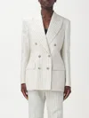 Tom Ford Wool & Silk Pinstriped Jacket In White