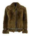 Tom Ford Women Brown Jacket With Adjustable Belt On The Waist In Fur Woman In Green