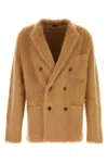 Tom Ford Camel Cashmere Blend Blazer In Brown