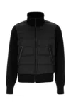 Tom Ford Mens Black Hybrid Funnel-neck Shell-down Knitted Jacket In Black