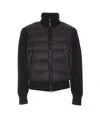 Tom Ford Mens Black Hybrid Funnel-neck Shell-down Knitted Jacket In Brown