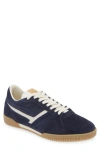 Tom Ford Navy Suede And Mesh Sneakers With Contrast Stripes In Navy/ Amber