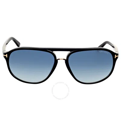 Tom Ford Jacob Green Gradient Pilot Sunglasses Ft0447 01p 60 In Blue