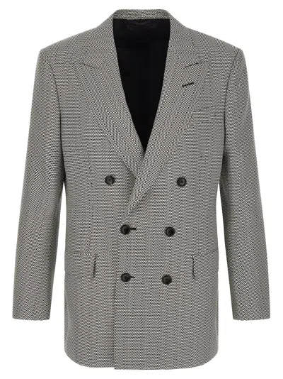Tom Ford Jacquard Blazer In Gray