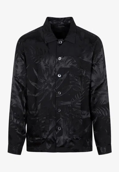 Tom Ford Jacquard Long-sleeved Shirt In Black