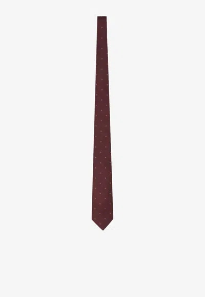 Tom Ford Jacquard Silk Tie In Burgundy