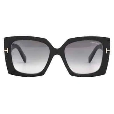 Pre-owned Tom Ford Jacquetta Smoke Gradient Square Ladies Sunglasses Ft0921 01b 54 In Gray
