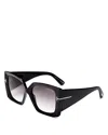 Tom Ford Jacquetta Square Sunglasses, 54mm In Black/smoke Pale Pink Gradient