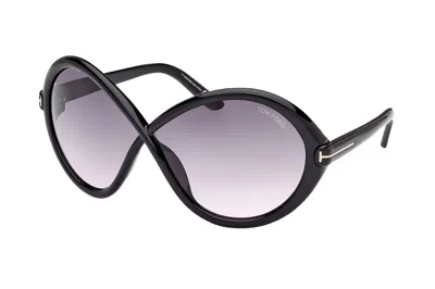 Pre-owned Tom Ford Jada Butterfly Sunglasses Black/gray (ft1070s-01b-68)