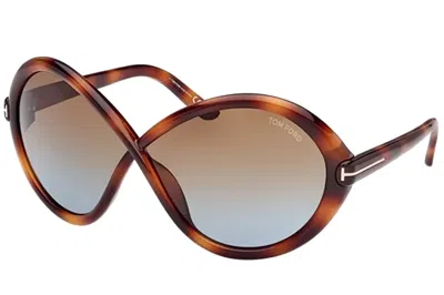 Pre-owned Tom Ford Jada Butterfly Sunglasses Brown/brown (ft1070s-53f)