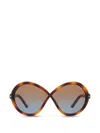 Tom Ford Womens Brown Tr001772 Jada Butterfly-frame Injected Sunglasses In Green