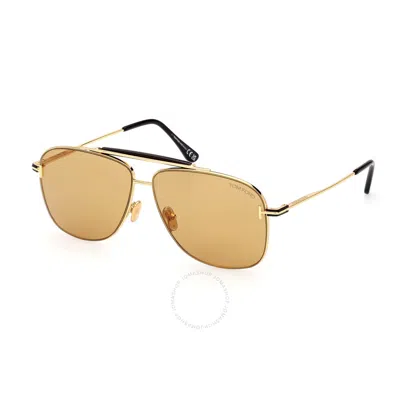 Tom Ford Jaden Brown Navigator Men's Sunglasses Ft1017 30e 60 In Gold