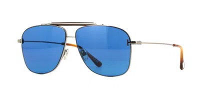 Pre-owned Tom Ford Jaden Ft 1017 Light Ruthenium/blue (14v) Sunglasses