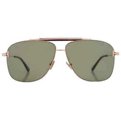Pre-owned Tom Ford Jaden Green Navigator Men's Sunglasses Ft1017 28n 60 Ft1017 28n 60