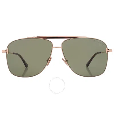 Tom Ford Jaden Green Navigator Men's Sunglasses Ft1017 28n 60 In Gold