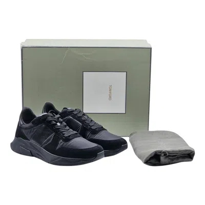 Pre-owned Tom Ford Jagga Sneakers Leather-trimmed Suede And Mesh Black Us 8 - Nwb