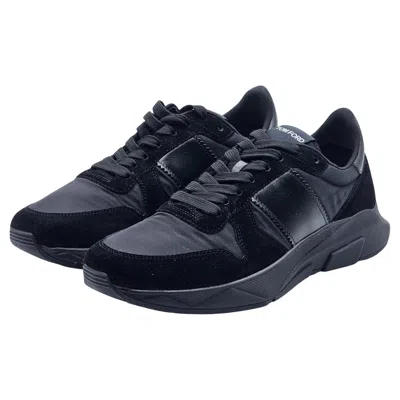 Pre-owned Tom Ford Jagga Sneakers Leather-trimmed Suede And Mesh In Black