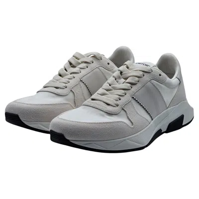 Pre-owned Tom Ford Jagga Sneakers Leather-trimmed Suede And Mesh In White