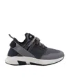Tom Ford Mens Grey Jago Logo-patch Leather And Shell Low-top Trainers In Black