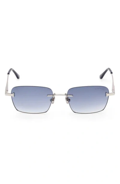 Tom Ford Jake 54mm Gradient Rectangular Sunglasses In Metallic