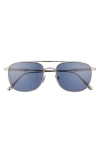Tom Ford Jake 56mm Navigator Sunglasses In Shiny Light Ruthenium/blue